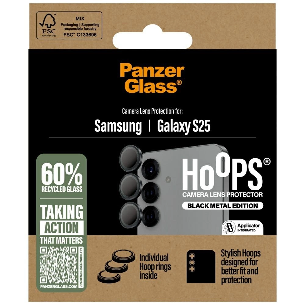 PanzerGlass Hoops Lens Protector Tempered Glass for Samsung Galaxy S25 Blackeng