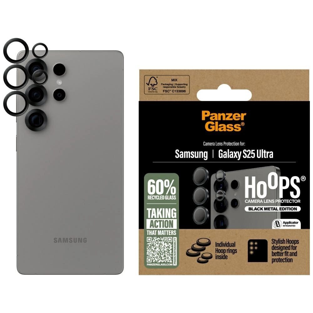 PanzerGlass Hoops Lens Protector Tempered Glass for Samsung Galaxy S25 Ultra Blackeng