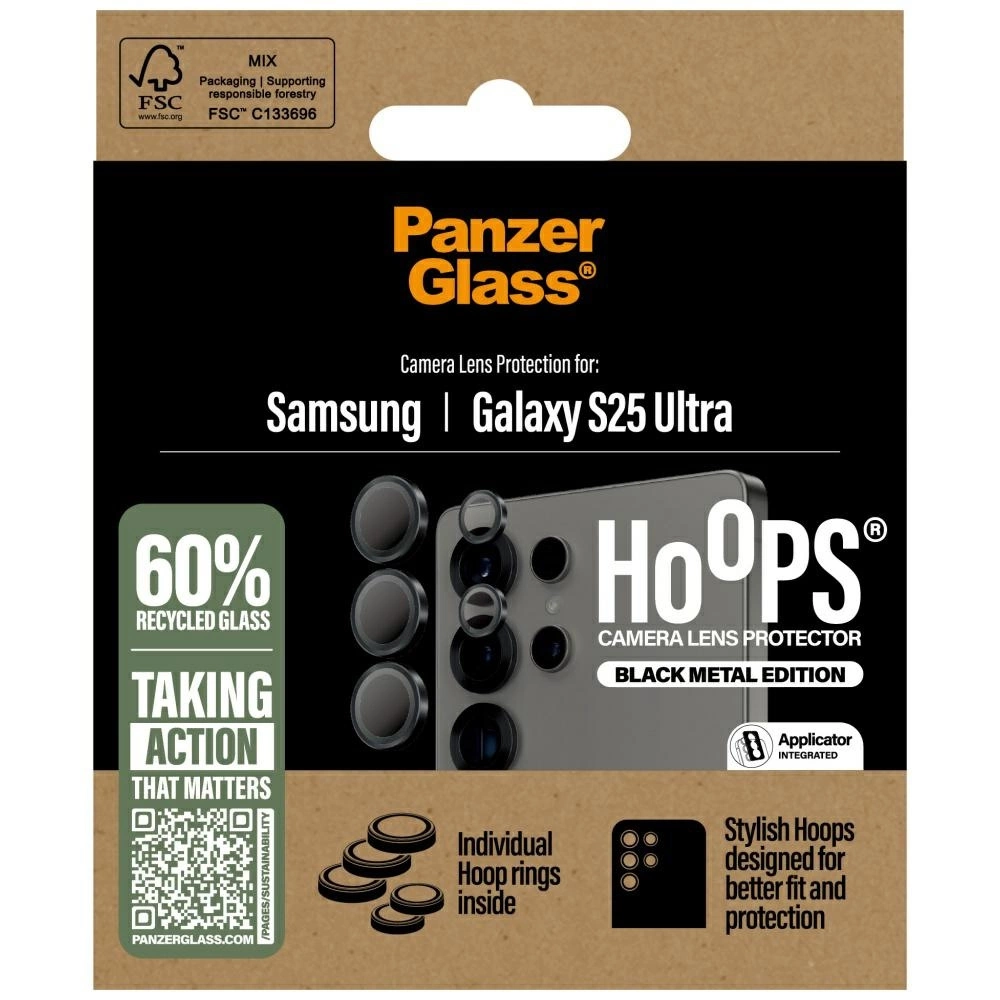 PanzerGlass Hoops Lens Protector Tempered Glass for Samsung Galaxy S25 Ultra Blackeng