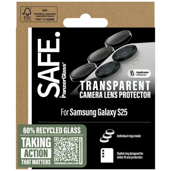 SAFE by PanzerGlass Rings Lens Protector for Samsung Galaxy S25 Clear Tempered Glasseng