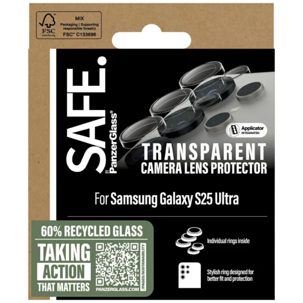 SAFE by PanzerGlass Rings Lens Protector for Samsung Galaxy S25 Ultra Clear Tempered Glasseng