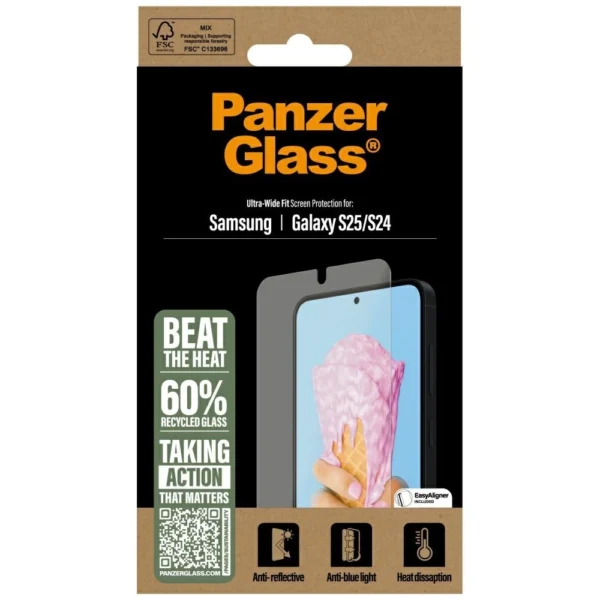 PanzerGlass All-in-One Ultra-Wide Fit Tempered Glass for Samsung Galaxy S25eng