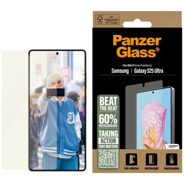 PanzerGlass All-in-One Ultra-Wide Fit Tempered Glass for Samsung Galaxy S25 Ultraeng