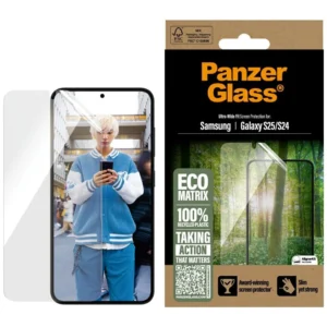 PanzerGlass Eco Matrix Ultra-Wide Fit Tempered Glass for Samsung Galaxy S25eng