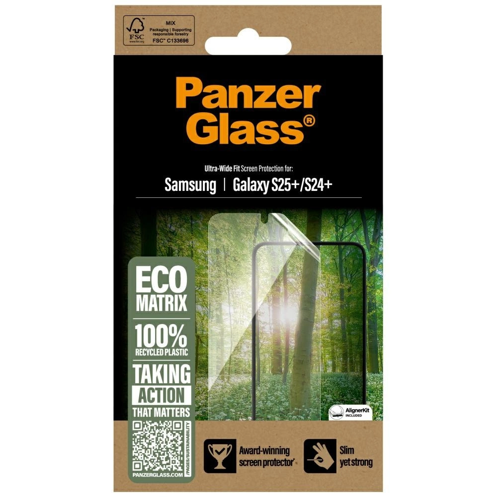 PanzerGlass Eco Matrix Ultra-Wide Fit Tempered Glass for Samsung Galaxy S25+eng