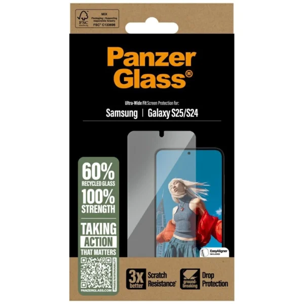 PanzerGlass Ultra-Wide Fit Tempered Glass for Samsung Galaxy S25eng