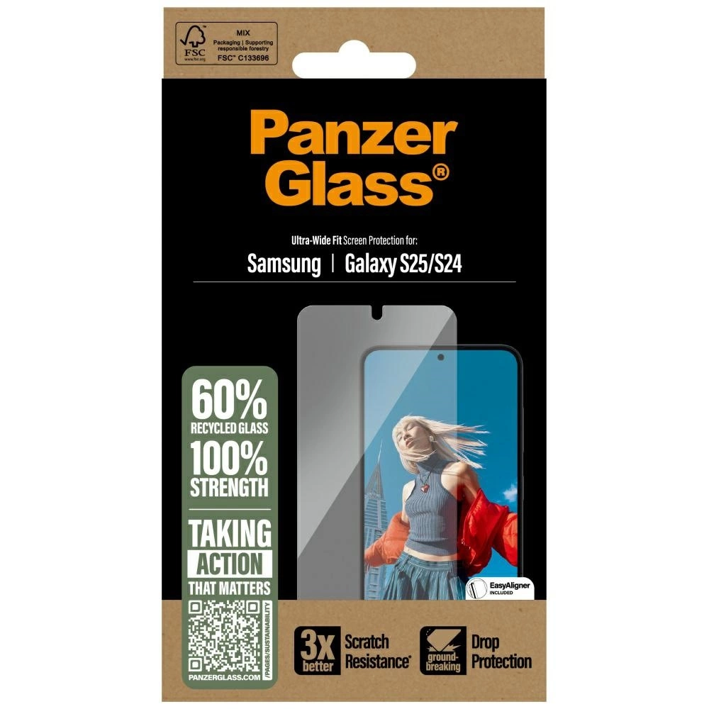 PanzerGlass Ultra-Wide Fit Tempered Glass for Samsung Galaxy S25eng