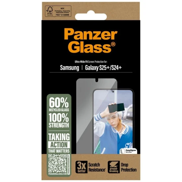 PanzerGlass Ultra-Wide Fit Tempered Glass for Samsung Galaxy S25+eng