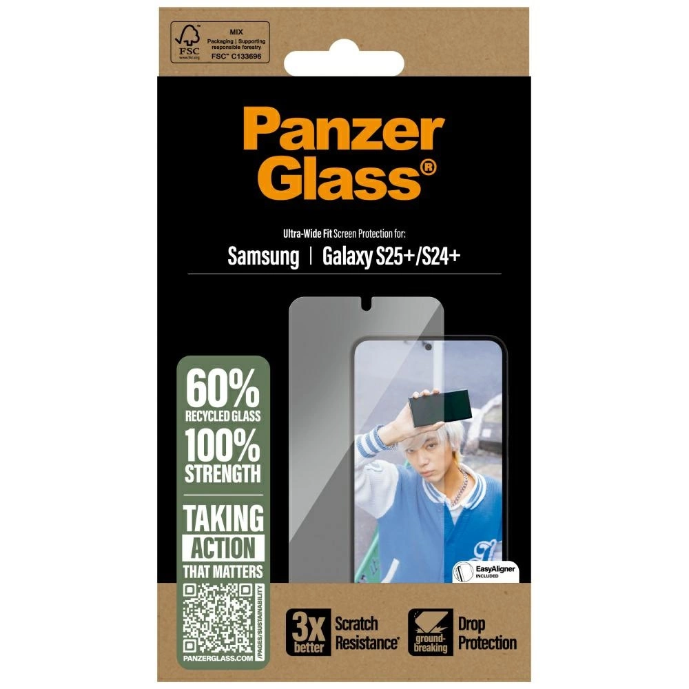 PanzerGlass Ultra-Wide Fit Tempered Glass for Samsung Galaxy S25+eng