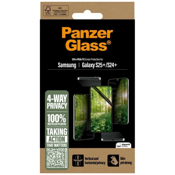 PanzerGlass Eco Matrix Ultra-Wide Fit Privacy Glass for Samsung Galaxy S25+eng