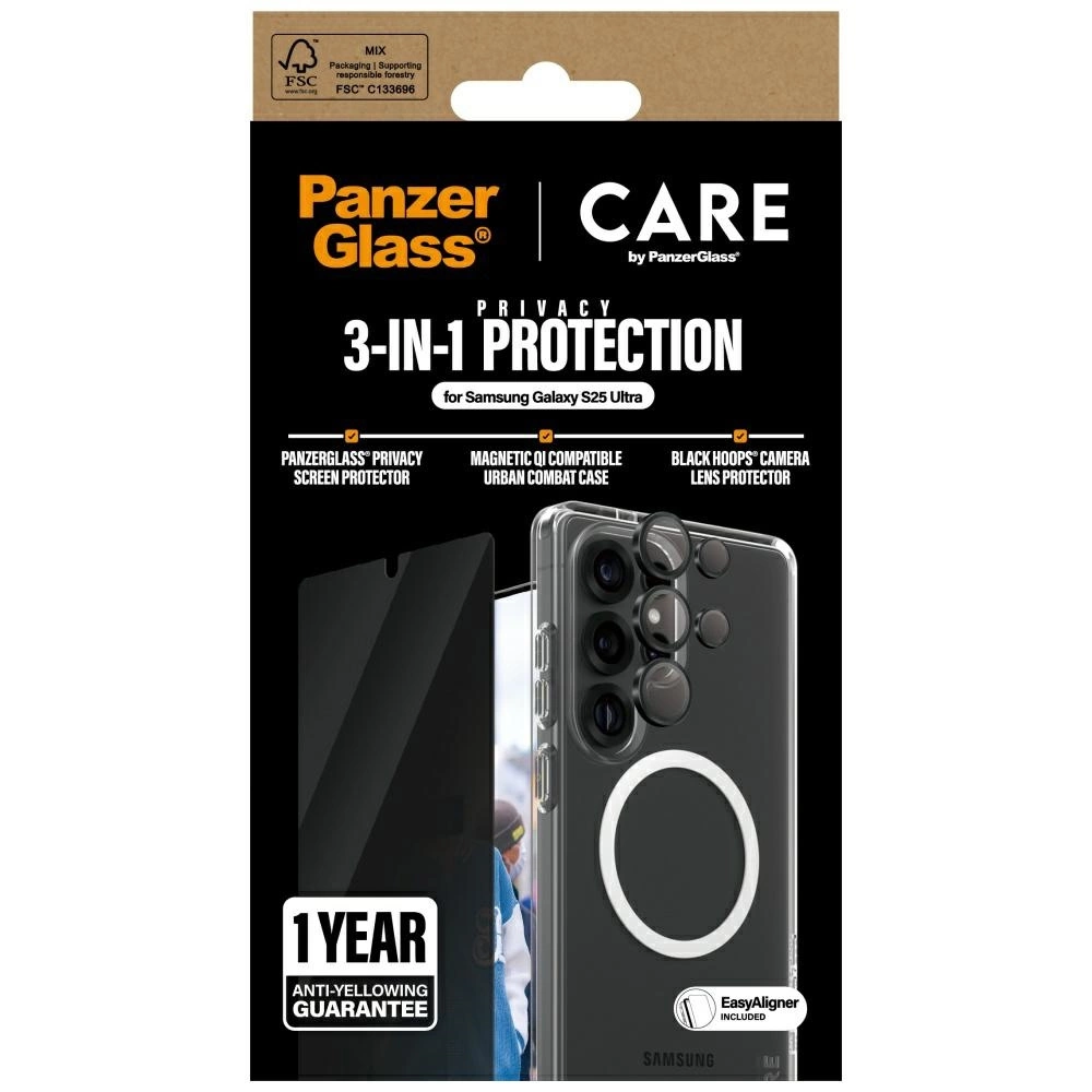 CARE by PanzerGlass Flagship 3in1 Case + Privacy Glass + Lens for Samsung Galaxy S25 Ultraeng