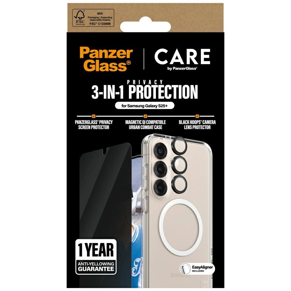 CARE by PanzerGlass Flagship 3in1 Case + Privacy Glass + Lens for Samsung Galaxy S25+eng