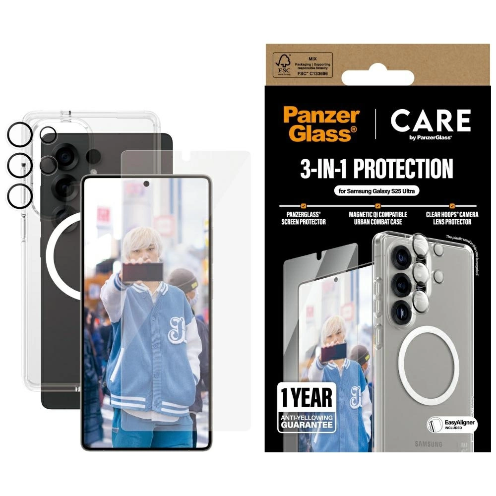 CARE by PanzerGlass Flagship 3in1 Case + Glass + Lens Protective Kit for Samsung Galaxy S25 Ultraeng