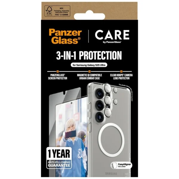 CARE by PanzerGlass Flagship 3in1 Case + Glass + Lens Protective Kit for Samsung Galaxy S25 Ultraeng