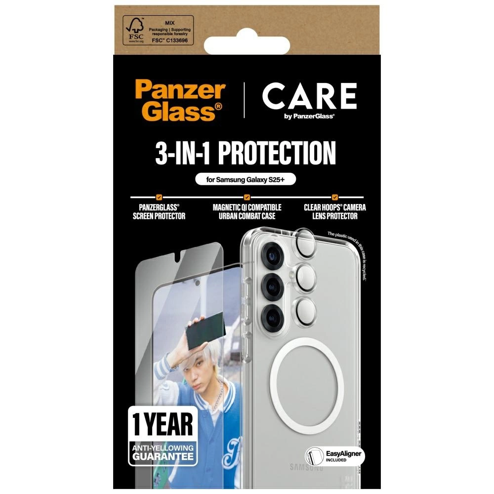 CARE by PanzerGlass Flagship 3in1 Case + Glass + Lens Protective Kit for Samsung Galaxy S25+eng