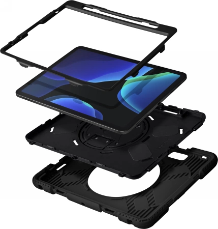 LAUT Shield Enduro Case with Apple Pencil Holder for iPad Pro 11" 1 / 2 / 3 / 4, iPad Air 10.9" 4 / 5 - Blackeng
