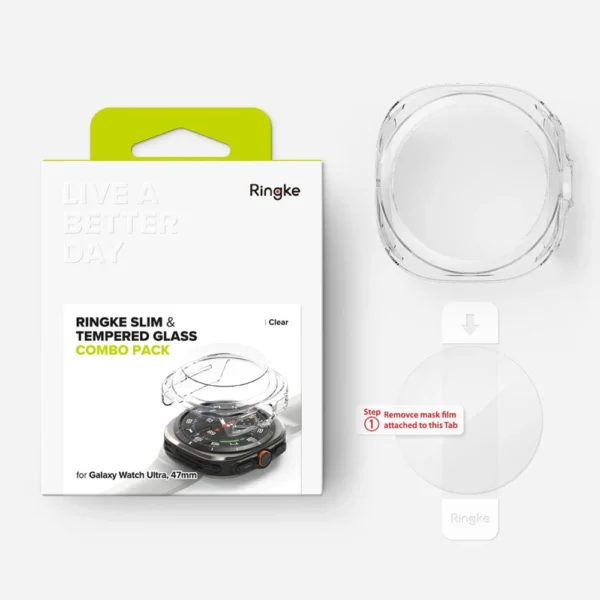 Ringke Slim & Tempered Glass Case + Glass Set for Samsung Galaxy Watch Ultra 47mm - Transparenteng
