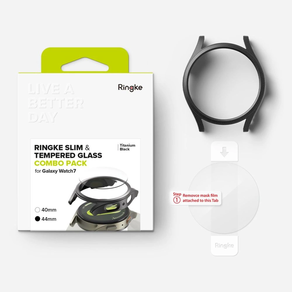 Ringke Slim & Tempered Glass Case + Glass Set for Samsung Galaxy Watch 7 44mm - Blackeng