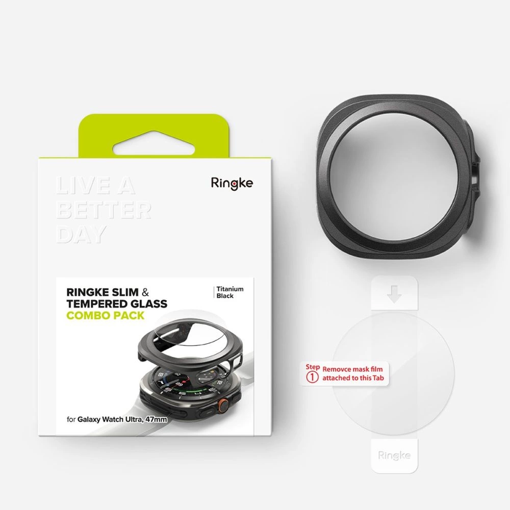 Ringke Slim & Tempered Glass Case + Glass Set for Samsung Galaxy Watch Ultra 47mm - Blackeng