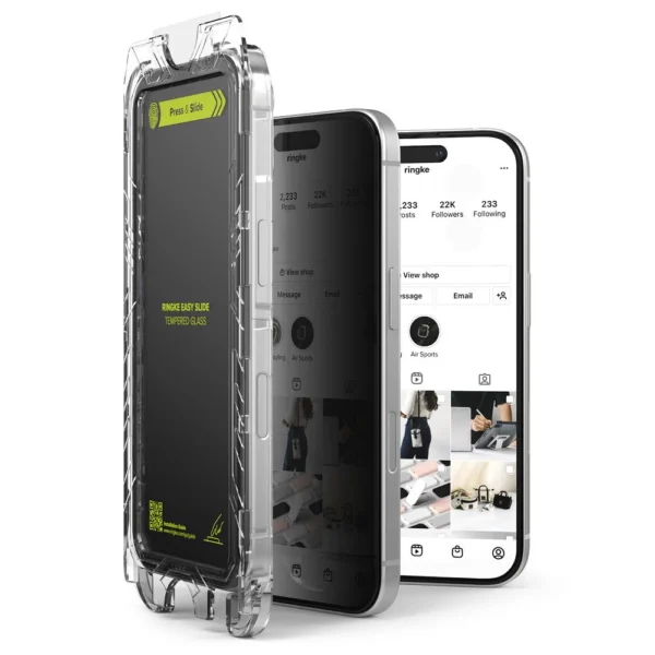Ringke Easy Slide Privacy Glass 2-pack for iPhone 15 / 16eng