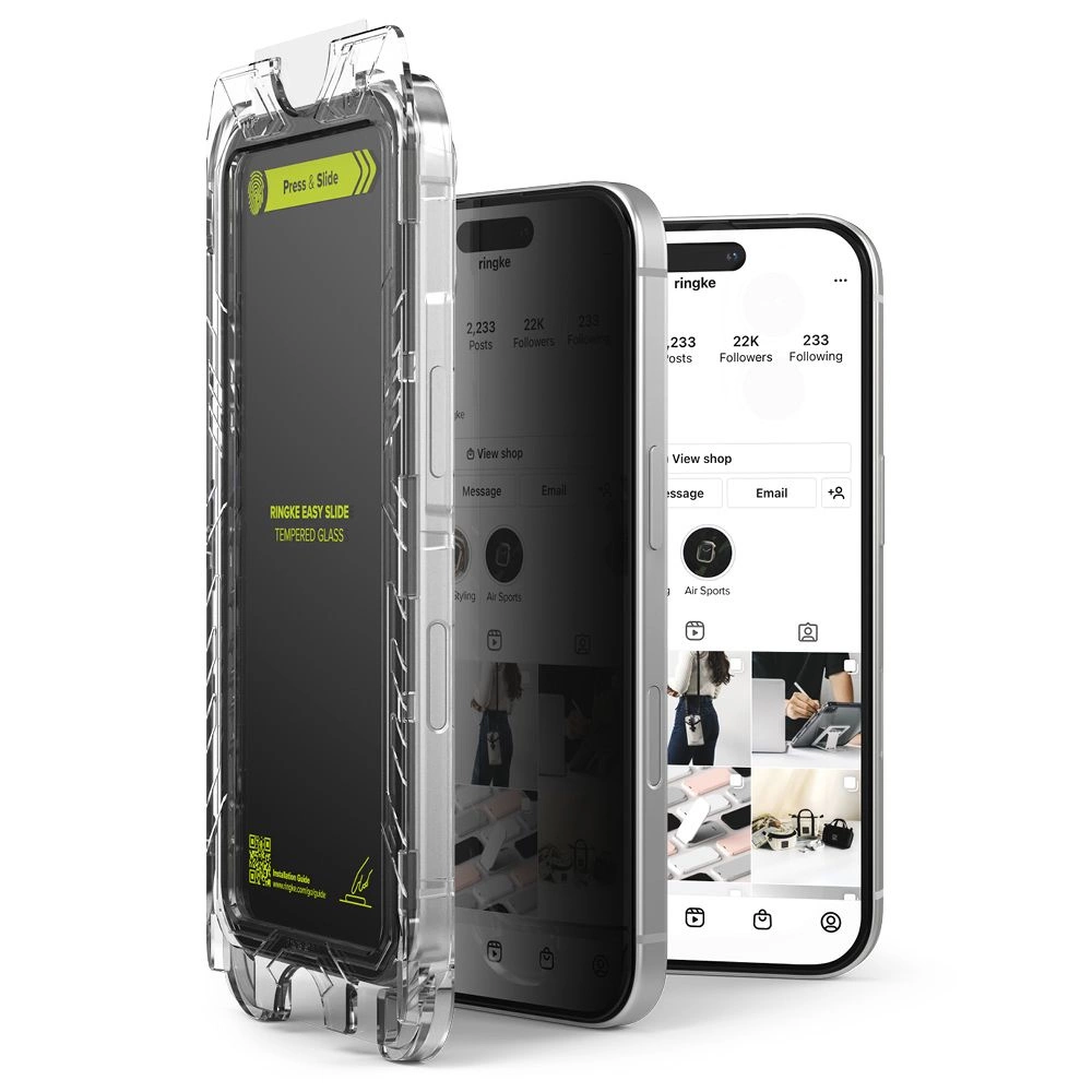 Ringke Easy Slide Privacy Glass 2-pack for iPhone 15 / 16eng