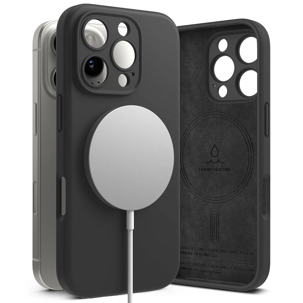 Ringke Silicone MagSafe iPhone 16 Pro Case - Blackeng
