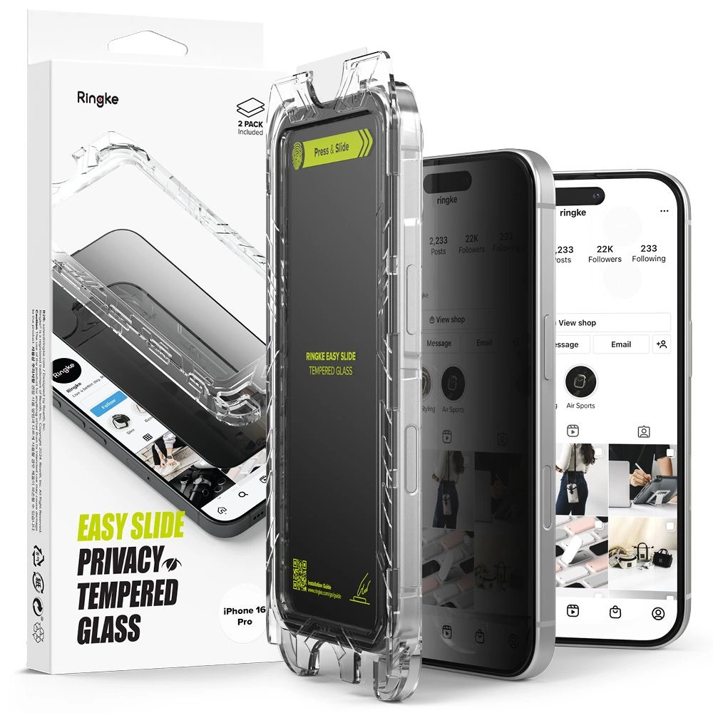 Ringke Easy Slide Privacy Glass 2-pack for iPhone 16 Proeng