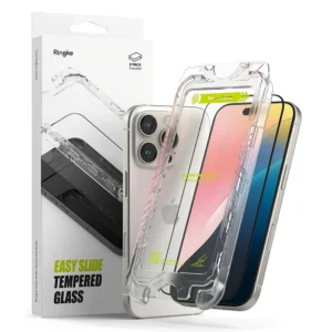 Ringke Easy Slide 2-pack Black Frame Tempered Glass for iPhone 16 Pro Maxeng