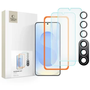 Tech-Protect Supreme Set for Samsung Galaxy S25 2x Tempered Glass for Display / Tempered Glass for Camera - Cleareng