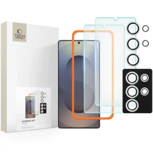 Tech-Protect Supreme Set for Samsung Galaxy S25 Ultra 2x Tempered Glass Screen Protector / Camera Tempered Glass - Cleareng