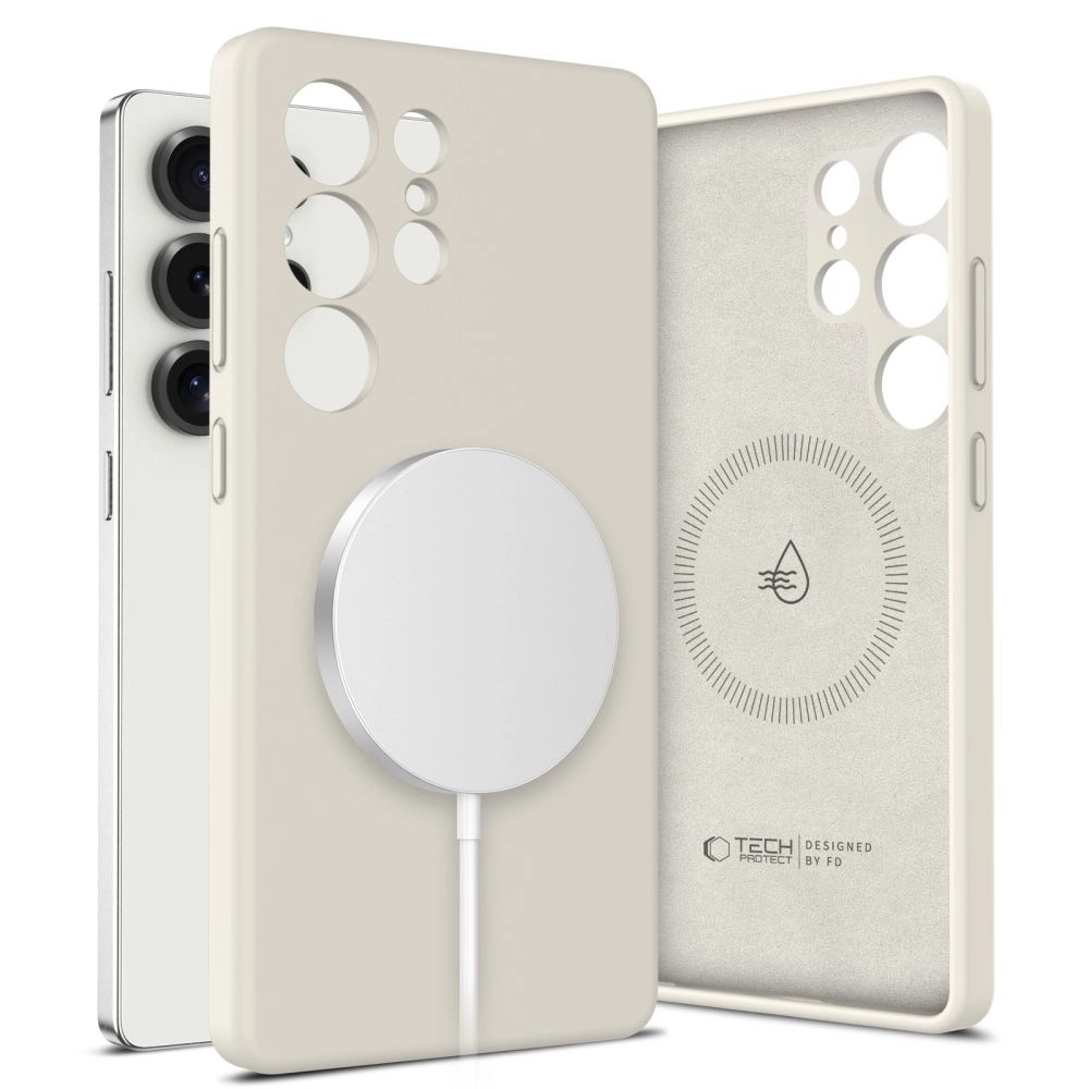 Tech-Protect Liquid Silicone MagSafe Case for Samsung Galaxy S25 Ultra - Whiteeng