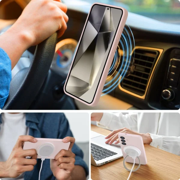 Tech-Protect Liquid Silicone MagSafe Case for Samsung Galaxy S25 - Pinkeng