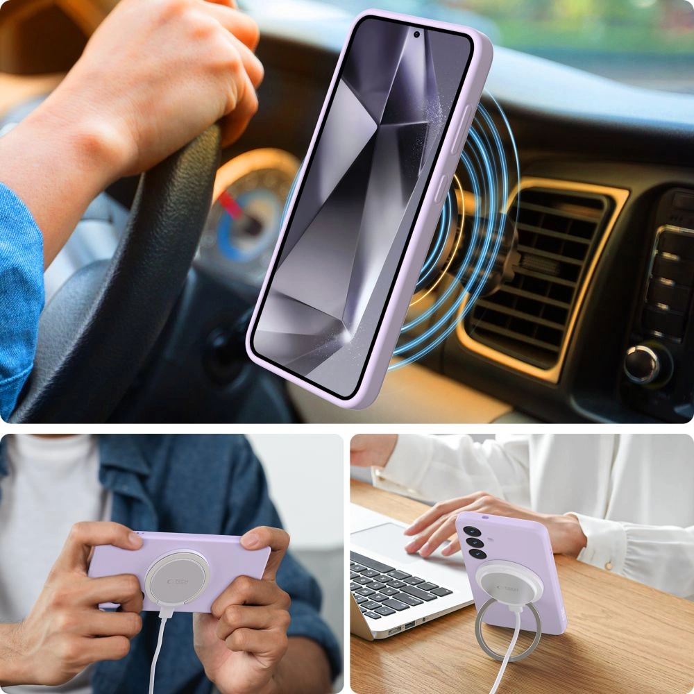 Tech-Protect Liquid Silicone MagSafe Case for Samsung Galaxy S25 - Purpleeng