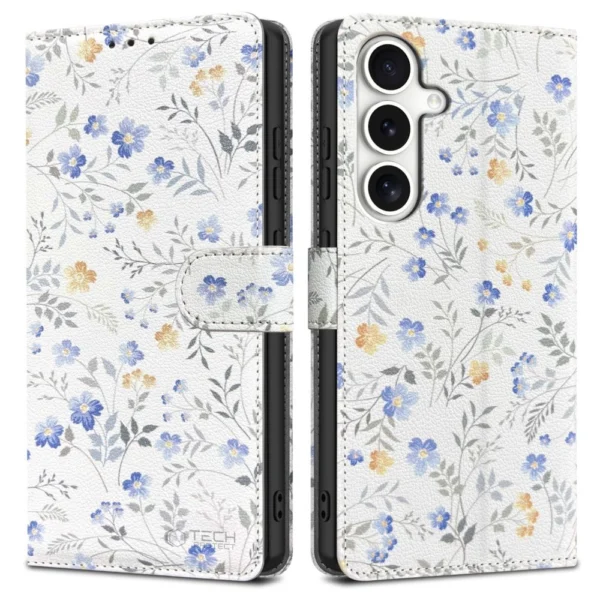 Tech-Protect Wallet Case for Samsung Galaxy S25 - Daisies with Leaveseng