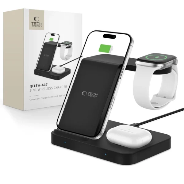 Tech-Protect QI15W-A37 3in1 Induction Wireless Charger 15W - Blackeng