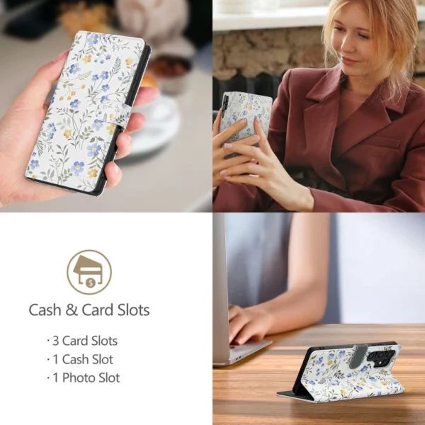 Tech-Protect Wallet Case for Xiaomi Redmi Note 14 Pro 5G / 14 Pro+ 5G / Poco X7 5G - Daisies with Leaveseng