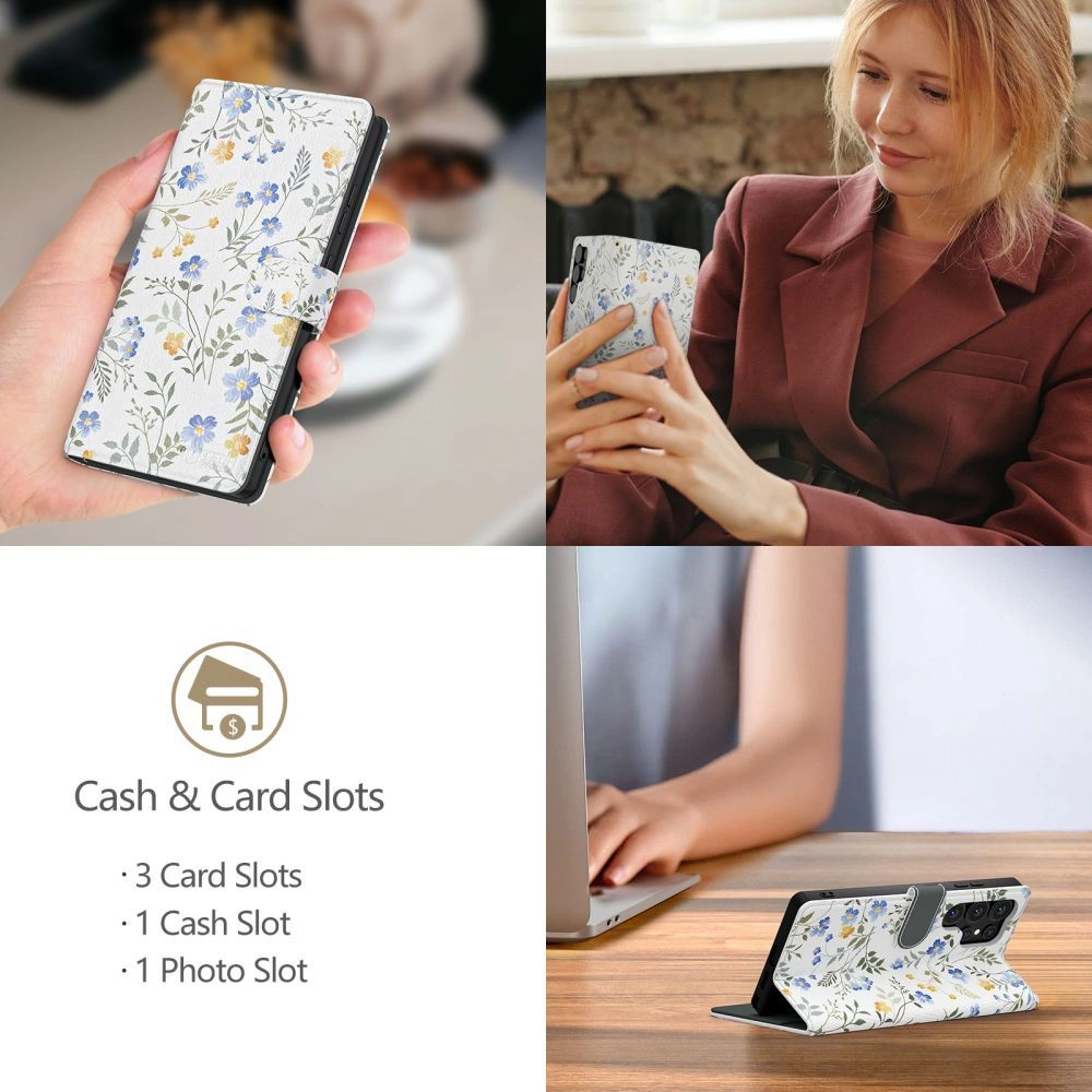 Tech-Protect Wallet Case for Xiaomi Redmi Note 14 Pro 5G / 14 Pro+ 5G / Poco X7 5G - Daisies with Leaveseng