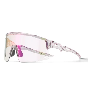 Rockbros Cycling Glasses Photochromic, with UV Protection and Corrective Insert, Clear - Purpleeng