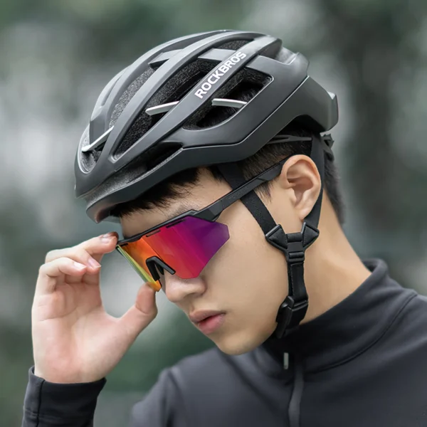 Rockbros Polarized Cycling Glasses with UV Protection and Corrective Insert - Purpleeng