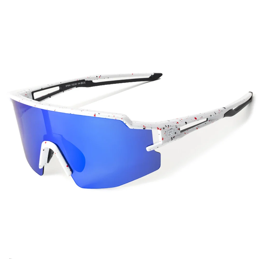 Rockbros Polarized Cycling Glasses with UV Protection and Corrective Insert Blue Lenses - Whiteeng