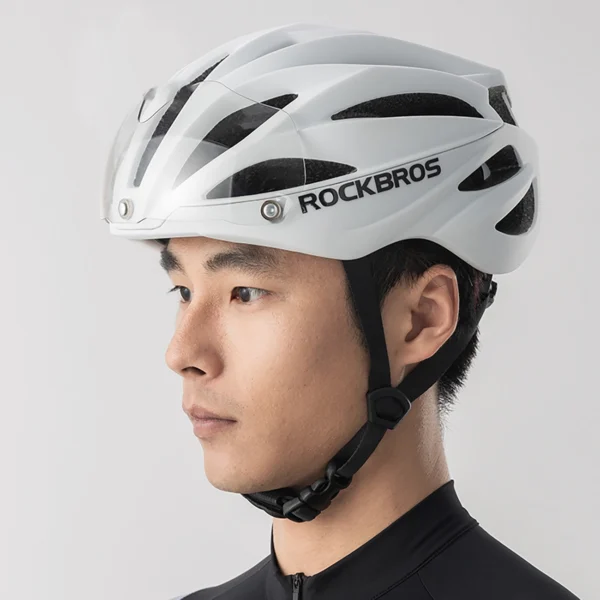 Rockbros Bike Helmet with Visor, Detachable UV Protective Goggles, Unisex - Browneng