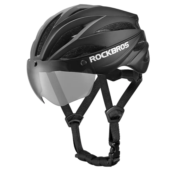 Rockbros Bike Helmet with Visor, Detachable UV Protective Goggles, Unisex - Greeneng