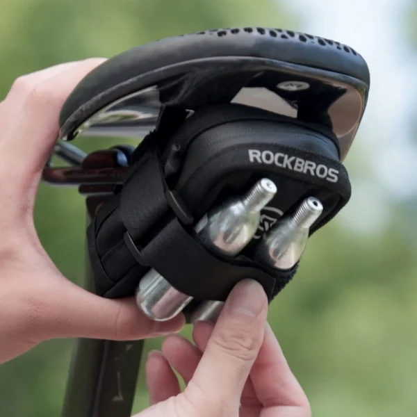 Rockbros Mini Saddle Bag with CO2 Cartridge Holder - Black/Greeneng