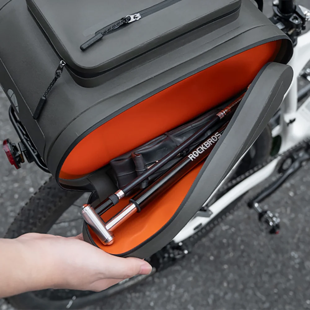 Rockbros waterproof bike pannier, for trunk, capacity 14l - grayeng