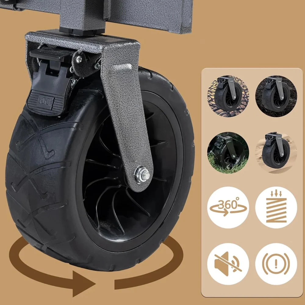Qunature foldable, transport, garden stroller, large wheels with lock - browneng