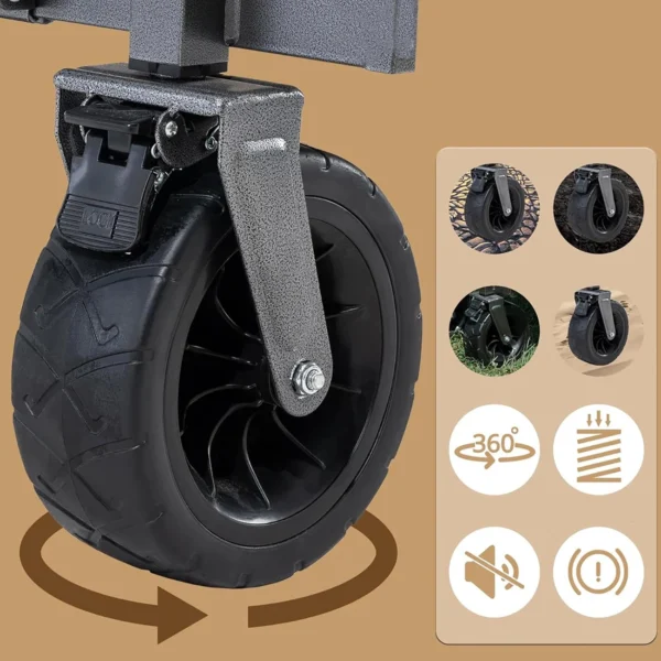 Qunature foldable, transport, garden stroller, large wheels with lock - browneng