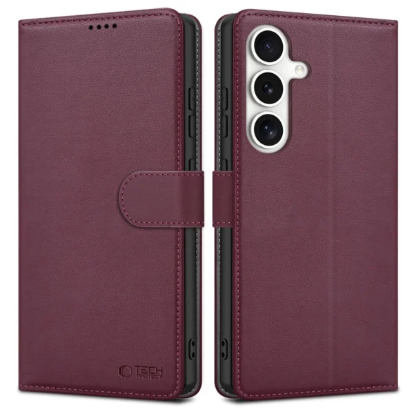 Tech-Protect Wallet Case for Samsung Galaxy S25 - Burgundyeng