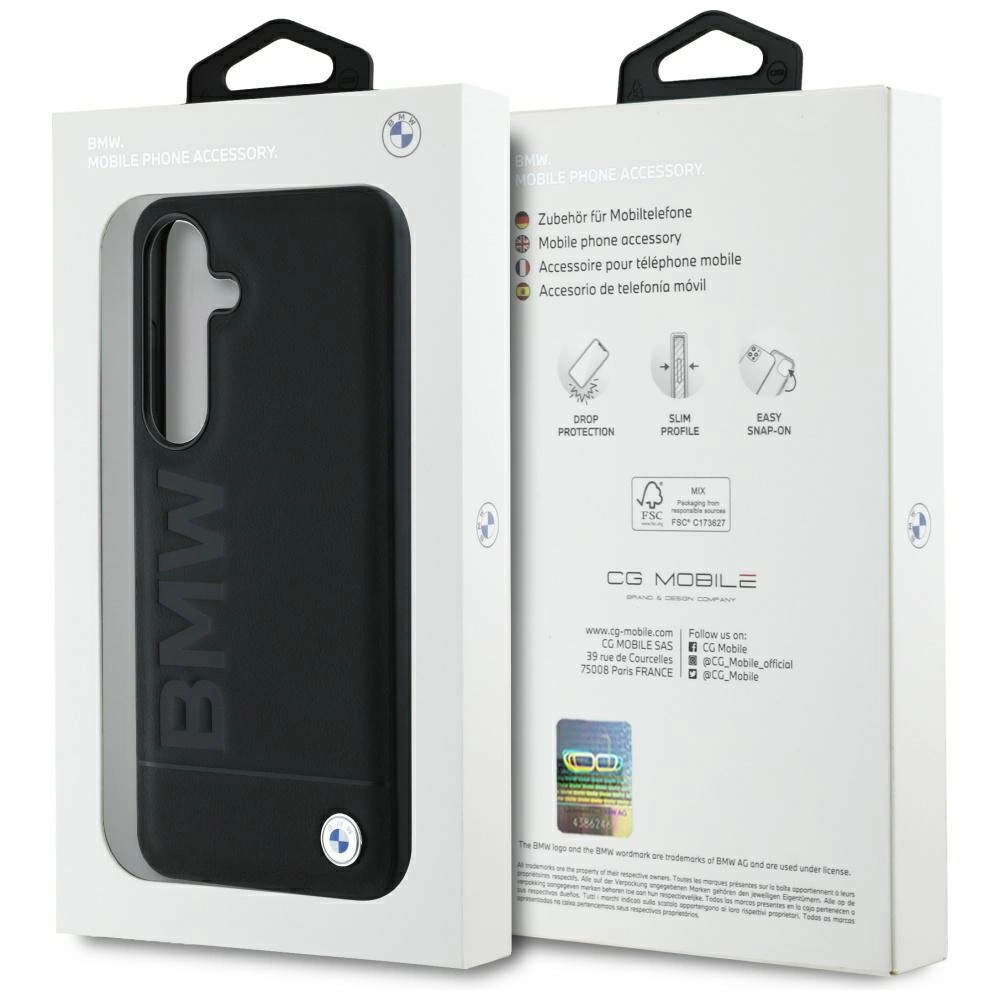 BMW Leather Big Wordmark Case for Samsung Galaxy S25 - Blackeng