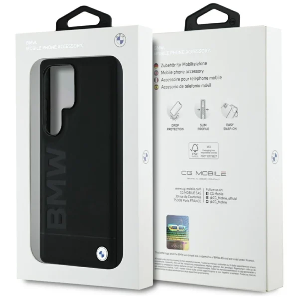 BMW Leather Big Wordmark Case for Samsung Galaxy S25 Ultra - Blackeng