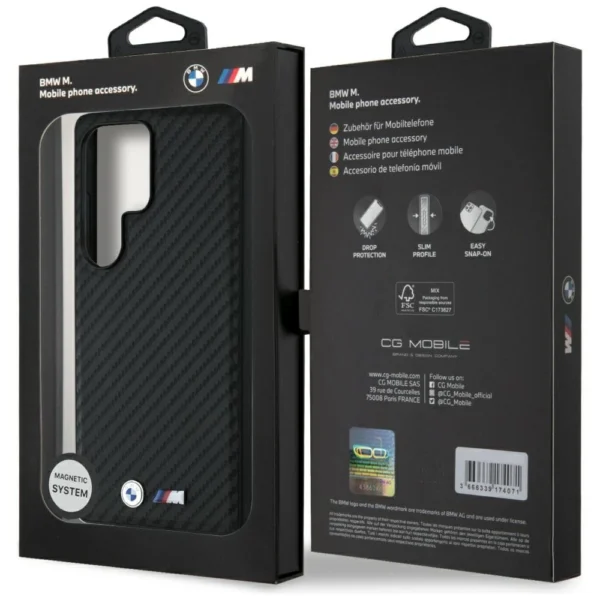 BMW Leather Carbon MagSafe Case for Samsung Galaxy S25 Ultra - Blackeng